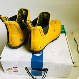 JOULES Rain Boots Wellibob Yellowbees Sz US 8 UK6 EU39 w/box, Removable Soles